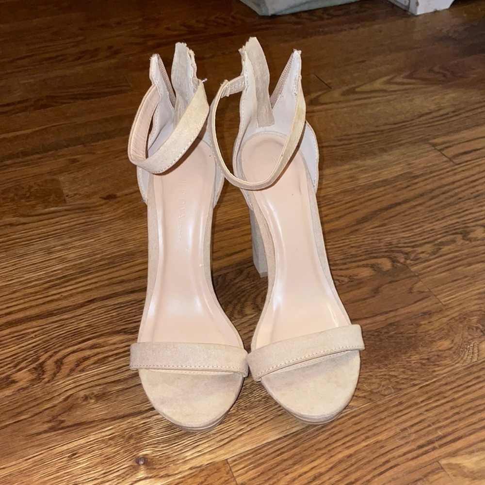 Beige thick heels